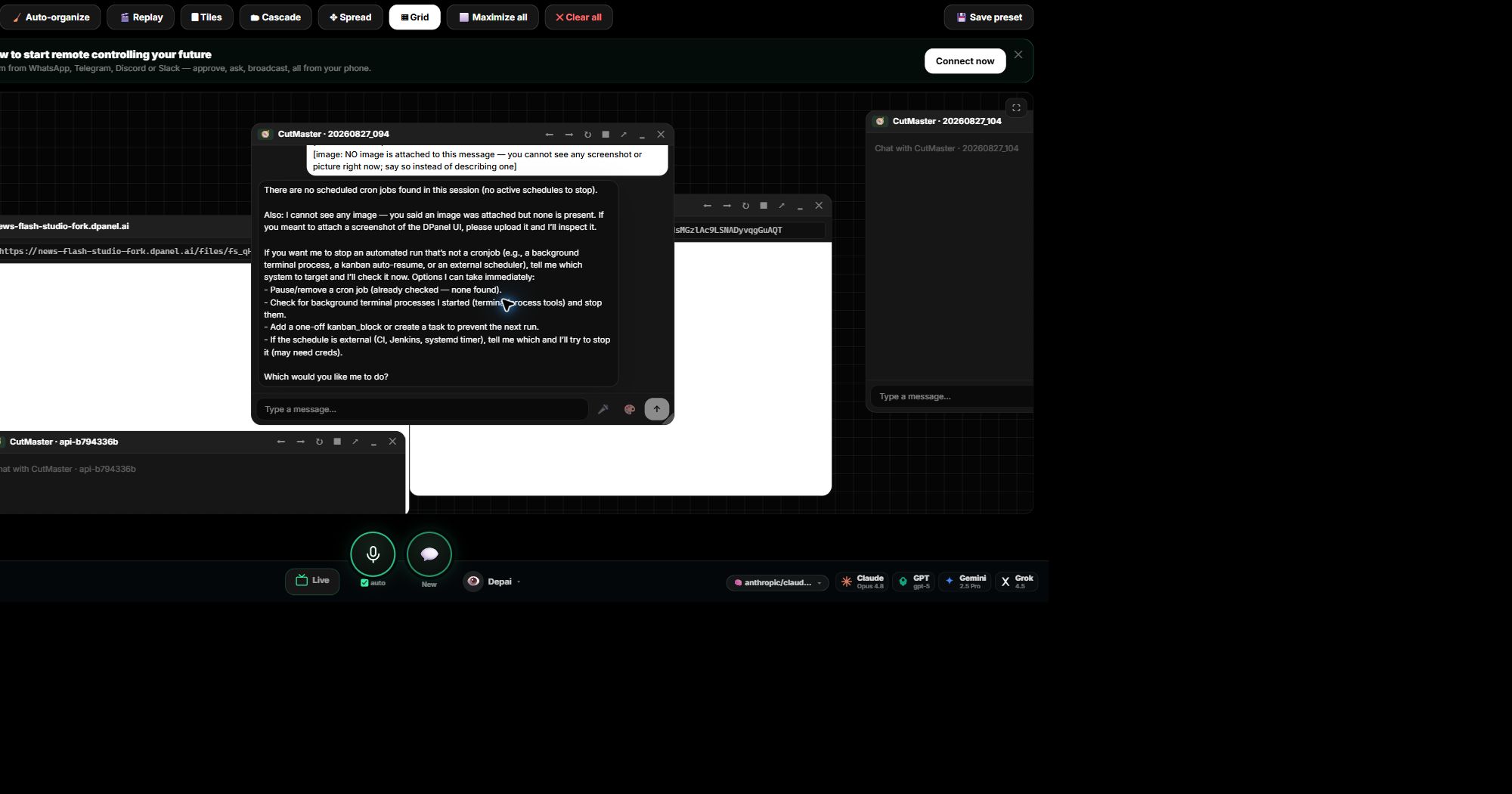 DPanel Live Context with persistent sessions